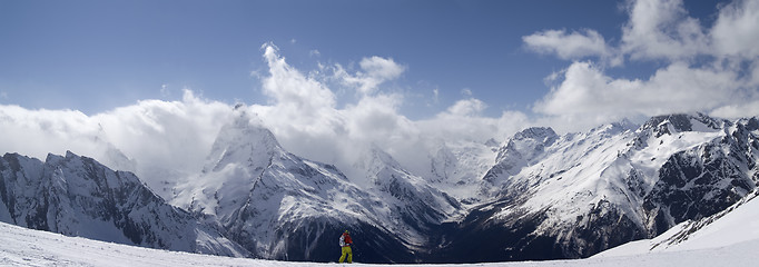 Image showing Panorama Mountains. Ski resort.