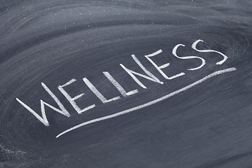 Image showing wellness word on blackboard