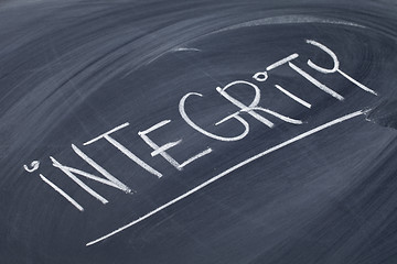 Image showing integrity word on blackboard