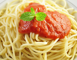 Image showing spaghetti with tomato sauce 