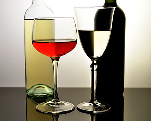Image showing red and white wine 