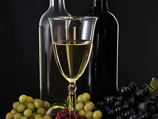 Image showing white wine and grape 