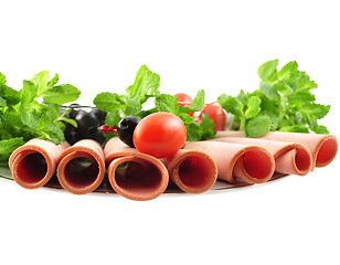 Image showing sliced sausages