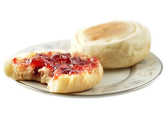 Image showing english muffins with jelly 