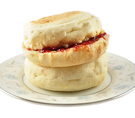 Image showing english muffins with jelly