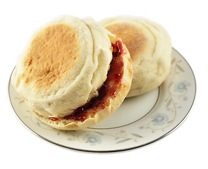 Image showing english muffins with jelly