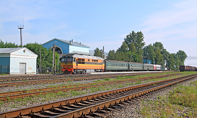 Image showing passenger train on railway station