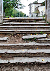 Image showing aging stairway in destroyed building 