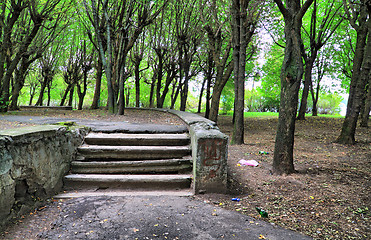 Image showing aging stairway in spring park