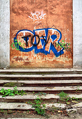 Image showing aging stairway in destroyed house