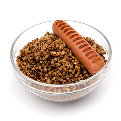 Image showing Buckwheat and grill sausage