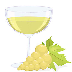 Image showing glass of wine and a brush of grapes