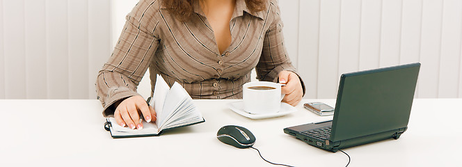 Image showing employee in the office with laptop