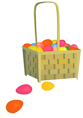 Image showing Painted eggs in the basket. 