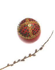 Image showing Easter egg with the Willow branch.