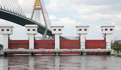 Image showing Flood gates at Chao Praya River in Bangkok