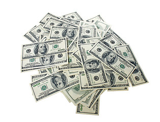 Image showing heap of 100 dollars banknotes 