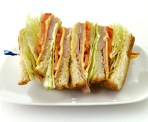 Image showing Turkey Or Ham Club Sandwich 