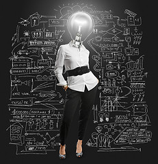 Image showing lamp head businesswoman