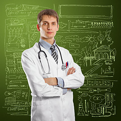 Image showing young doctor man with stethoscope