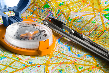 Image showing compass and map