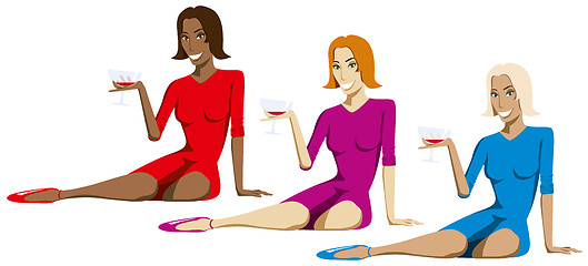 Image showing women with glass of wine