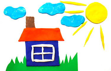 Image showing Sunny weather  picture maded by plasticine