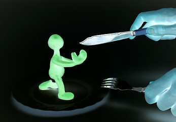 Image showing Shaded puppet of plasticine begging for life
