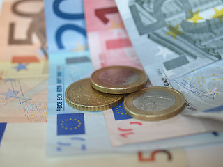 Image showing Euro note and coin