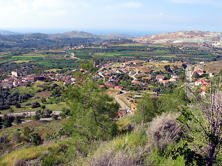 Image showing Aerial view of Linou village. Cyprus