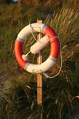 Image showing Rescue buoy at a beach