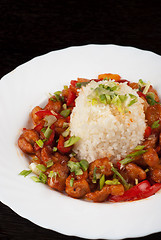 Image showing Pork meat and japanese rice