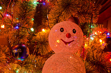 Image showing Christmas fur-tree with snowman