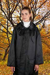 Image showing woman in rain coat