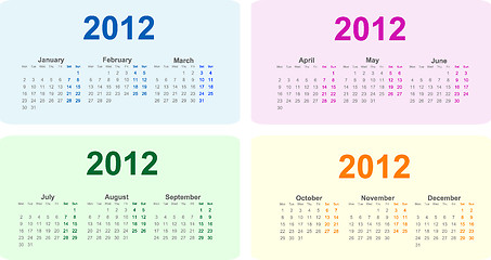 Image showing 2012 year calendar