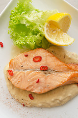 Image showing Grilled salmon steak