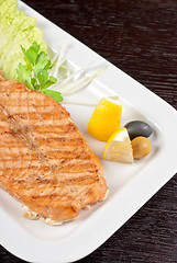 Image showing Grilled salmon steak