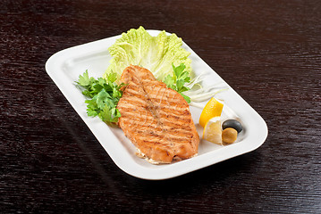 Image showing Grilled salmon steak