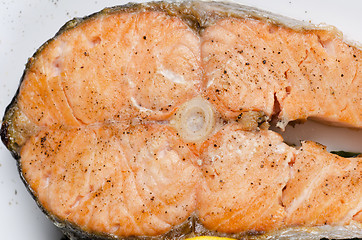 Image showing Grilled salmon closeup