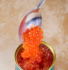 Image showing Canned salmon red caviar