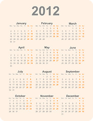 Image showing 2012 year calendar