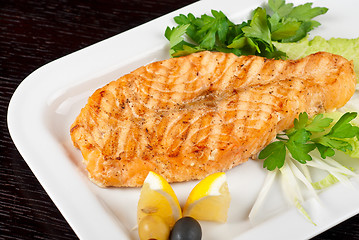 Image showing Grilled salmon steak