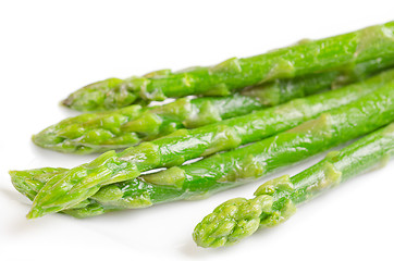 Image showing Fresh asparagus on white