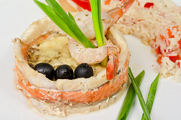 Image showing fish with rice and vegetables