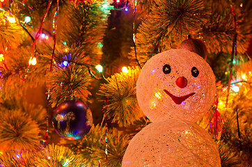 Image showing Christmas fur-tree with snowman