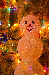 Image showing Christmas fur-tree with snowman