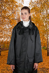 Image showing woman in rain coat