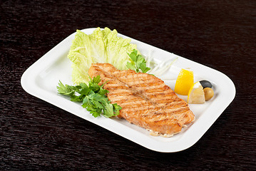 Image showing Grilled salmon steak