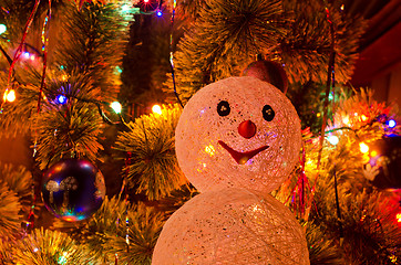 Image showing Christmas fur-tree with snowman