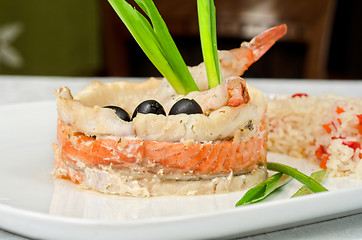 Image showing fish with rice and vegetables